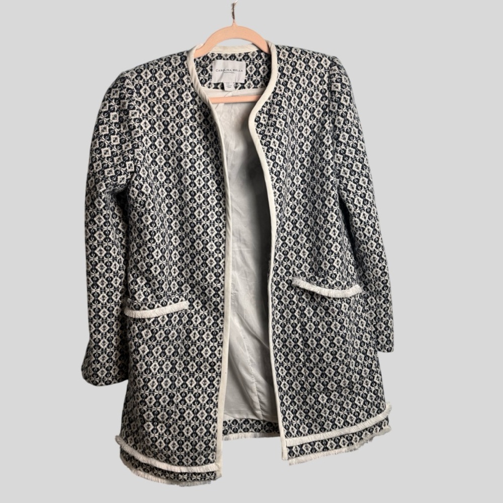 Carolina Belle Montréal Longline Textured Tweed Coatigan